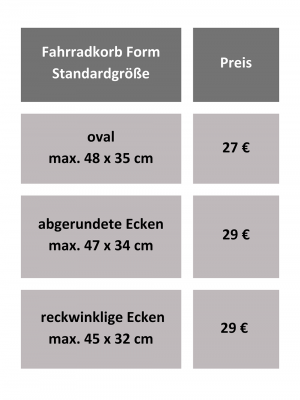 Preisliste Fahrradkorbaube Standard