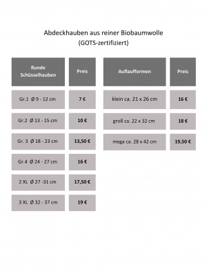 Preislisten Hauben Bio